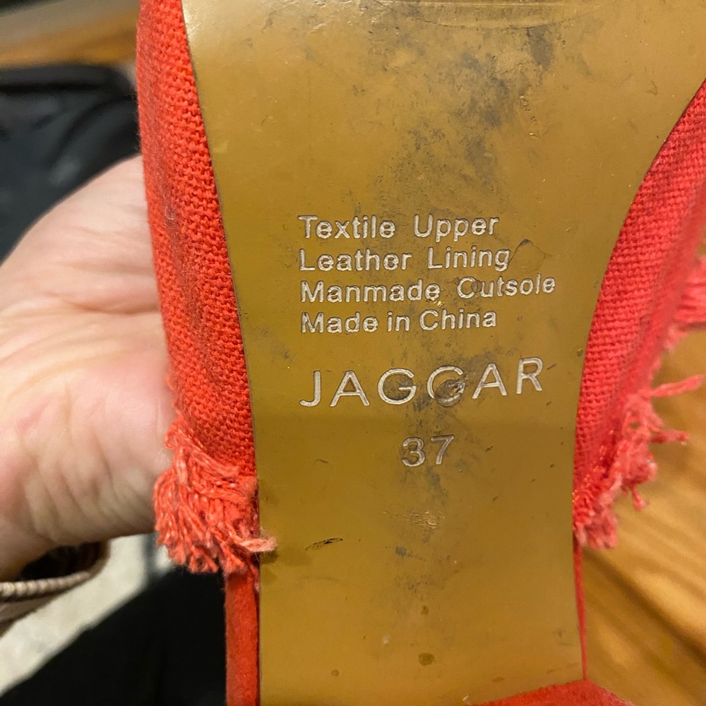 Jaggar Revolve Fringe Canvas Block Heel Mule Sand… - image 2